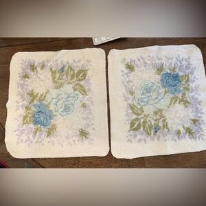 Vintage Floral Oversized Washcloth X2 Blue Rose Pattern Fieldcrest Royal Velvet